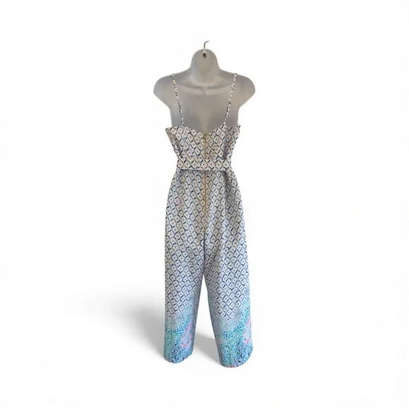 Lilly Pulitzer Sandra Blue and White Jumpsuit Romper, Size 6 - Picture 2 of 9